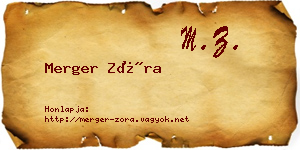 Merger Zóra névjegykártya